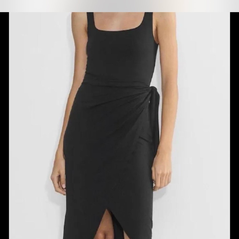 Aritzia Black Midi Wrap Dress